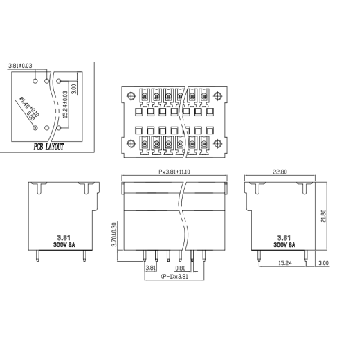 Doppelschicht-Plug-in-Plug-in-PCB-Klemme Block-Sockel mit Ohrflansch